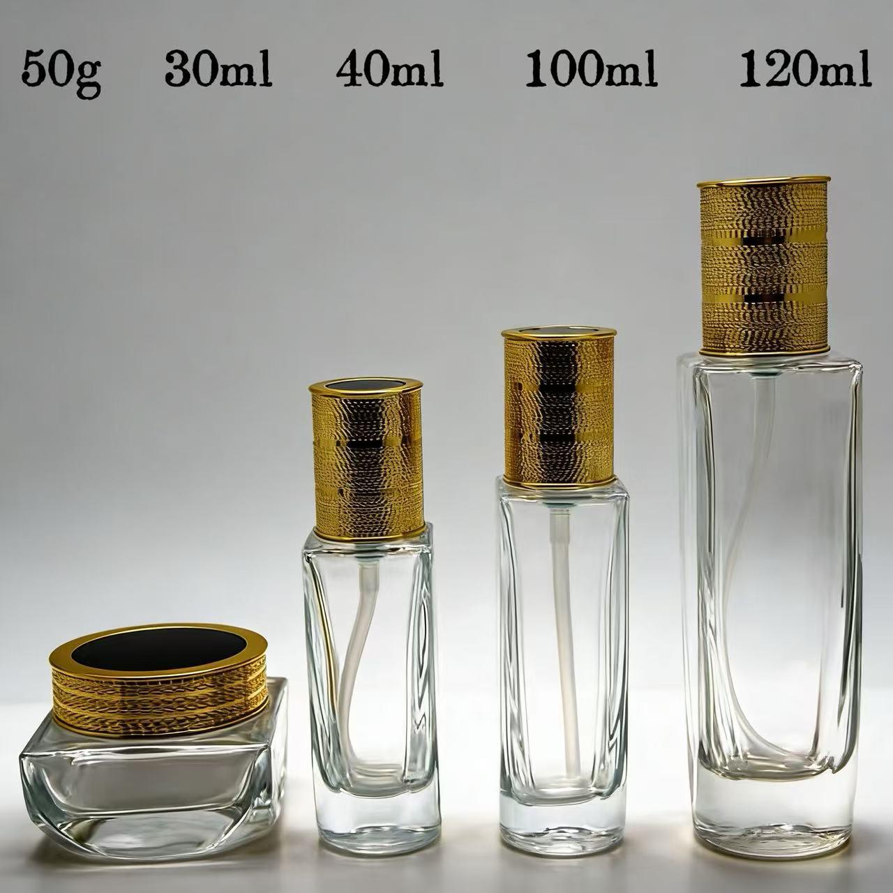 New Skincare Decanting Bottle Set: 30ml, 40ml, 100ml, 120ml - Ideal for Lotion, Toner, and Essence 30ml; with cap & pump; glass; transparent