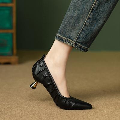 Neue Damenpumps Stretch Bootsschuhe Spitzschuh Basic Pump High Heels Kurz Slip-on Kleiderschuhe Herbst Zapatos Mujer
