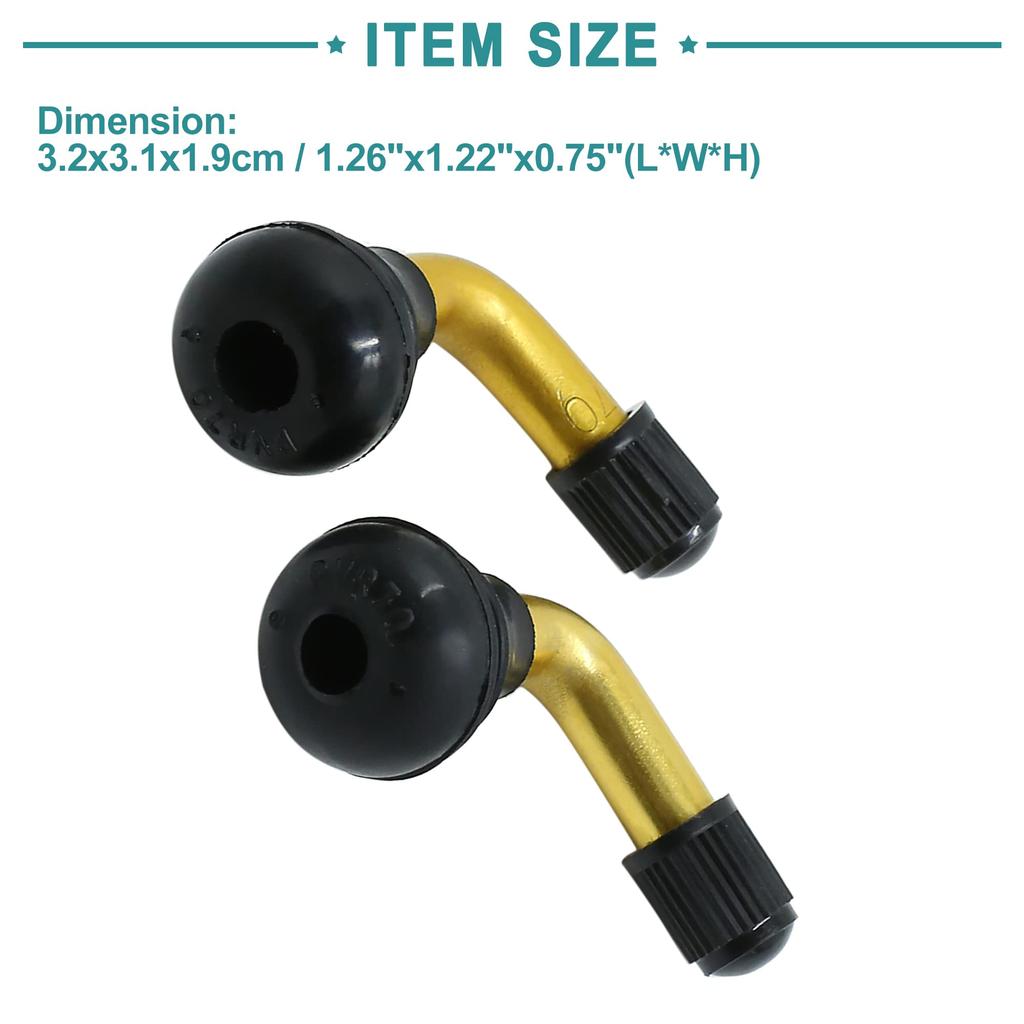 ACROPIX Tubeless Tire Rim PVR70 Tire Valve Stem 135 Degree Snap In Base Universal Gold Tone Black 2 Pcs