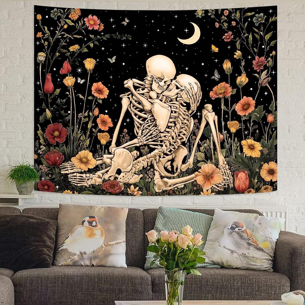 Accnicc Sun and Moon Tapestry for Bedroom Hippie Boho Floral Flower Plant Wall Tapestry Aesthetic Vintage Galaxy Celestial Star