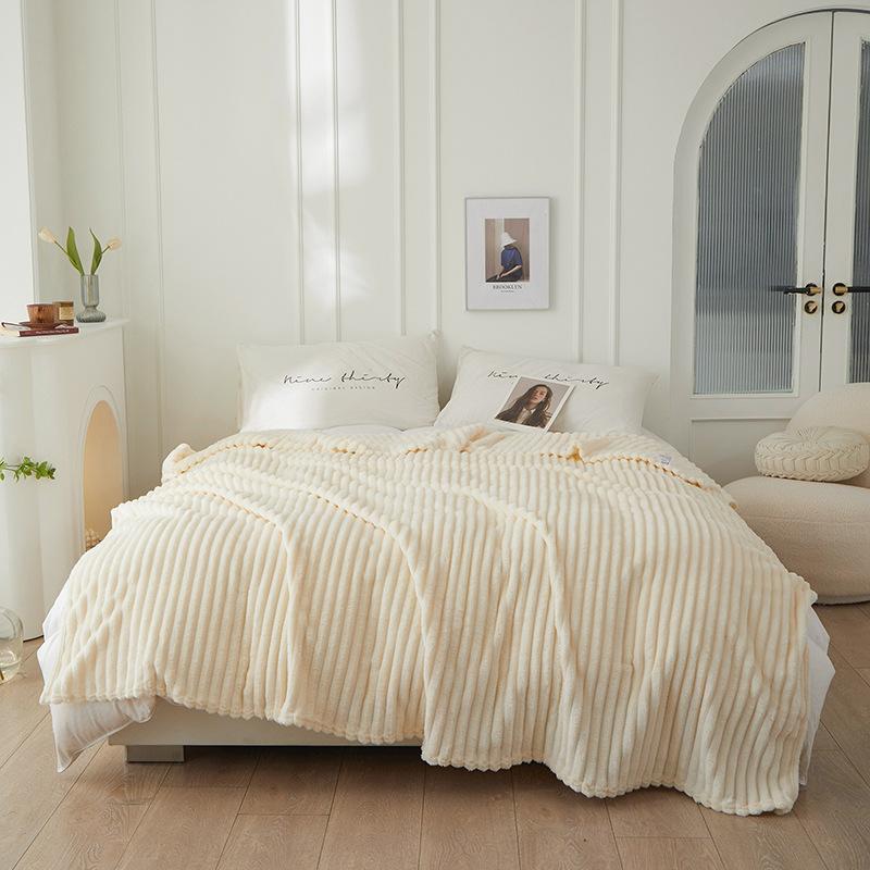 Luxury Thick Milk Velvet Extra Wide Ribbed Wool Blanket Autumn And Winter Thick Kindergarten Blanket And Office Nap Blankets