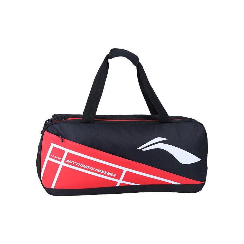 

Li-Ning Ultra Lightweight Large Capacity Multifunctional Zipper Closure Fabric Badminton Bag Shoulder Tote Unisex bags Black Red ABJS019-3 Black Red