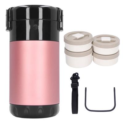 2.6L Thermal Food Container 304 Stainless Steel 4 Layers Vacuum Bento Lunch Box with Handle for