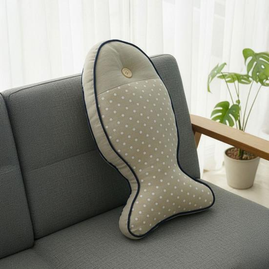 Nautical Fish Canvas Pillow Striped Fish Shape Throw Pillow Stuffed Plushie Hugging Back Cushion Sofa Bedroom Living Room Decoration