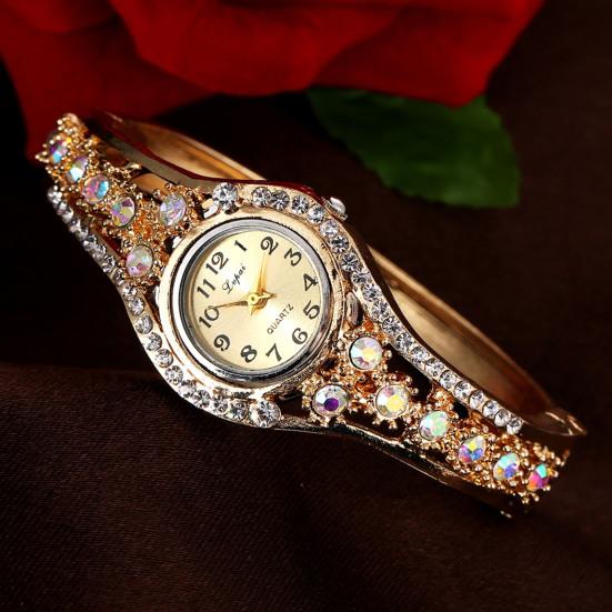 Yousheng Women Bracelet Watch Luxury Colorful Rhinestone Ethnic Style Elegant Round Vintage Ladies Girls Dress Wristwatch Fashion Jewelry Birthday