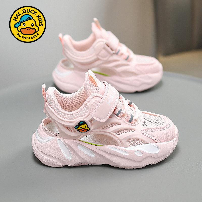 Little Yellow Duck children's shoes, girls' shoes2026New summer sandals for girls, featuring a hollow mesh design and breathable, sporty style