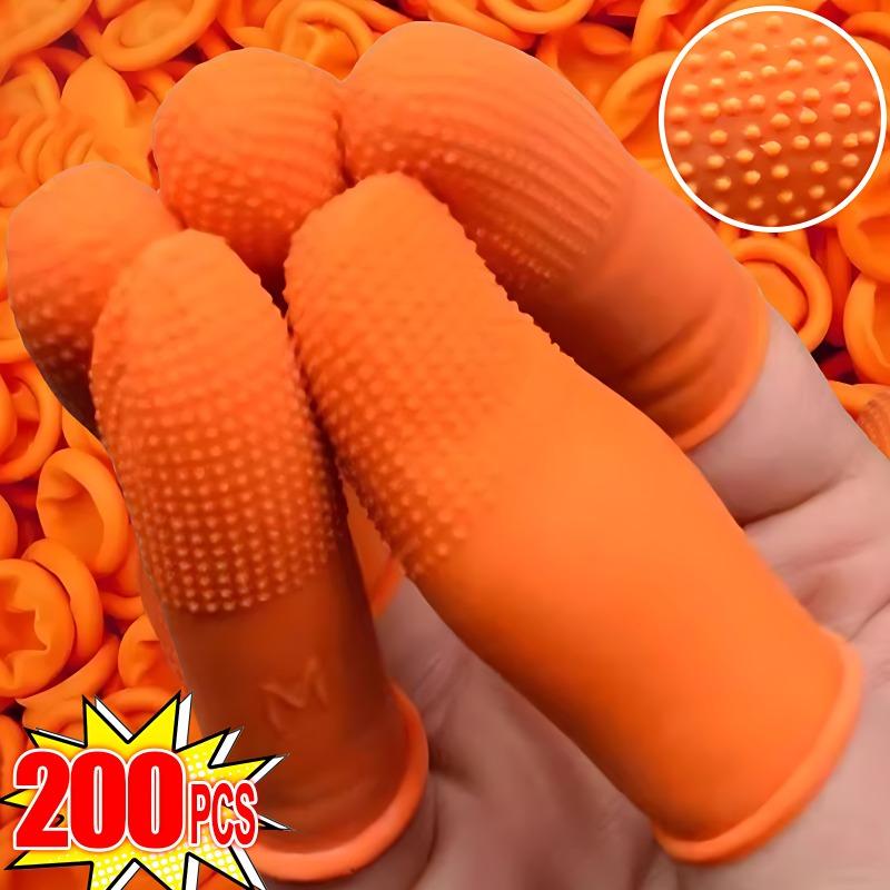 200/10PCS Latex Finger Cots Orange Thumb Caps Anti-static Industry Rubber Fingertips Protector Gloves Non-slip Finger Gloves