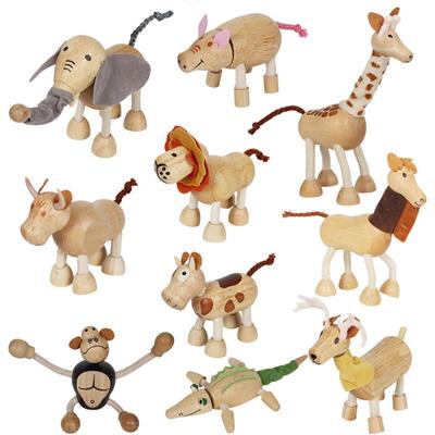 1pc Bendable Farm Animal Puppet Toy Deer Wood Animal Figurines Toy Educational Figurines For Toddlers Tabletop Wooden Cute Horse