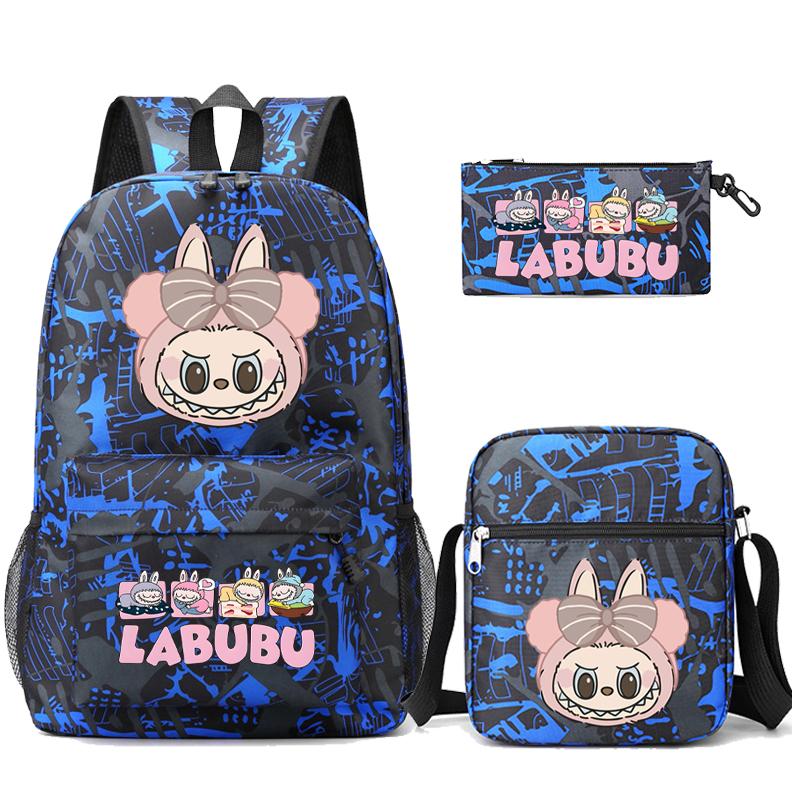3Pcs/set Cartoon Printed Backpack Teenager Student Boy Girl Schoolbag Larger Capacity Bagpack Travel Bag Kid Gift Mochila