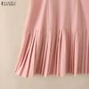 ZANZEA Women Casual Round Neck Summer Short Sleeve Dress