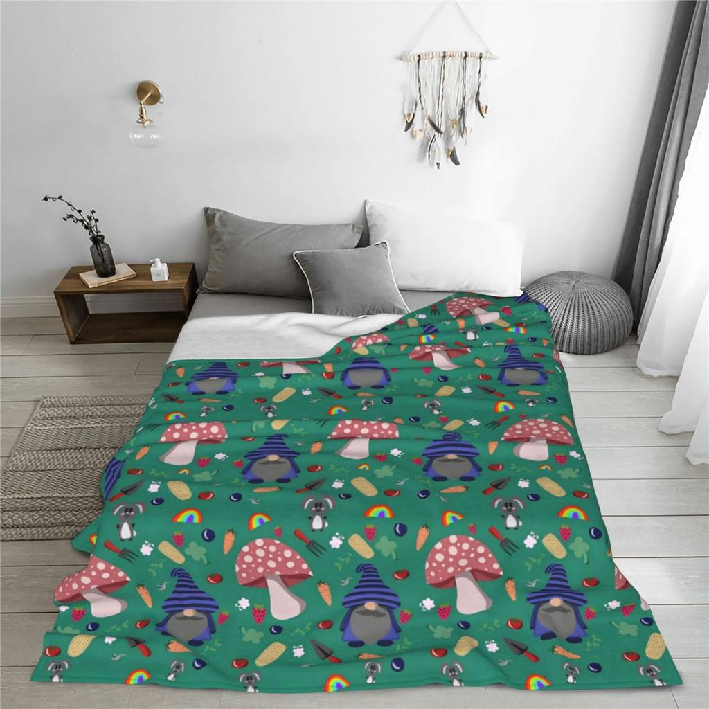 Custom Sofa Fleece Gnomes Merry Christmas Throw Blanket Warm Flannel Blankets For Bed Travel Couch Bedspreads