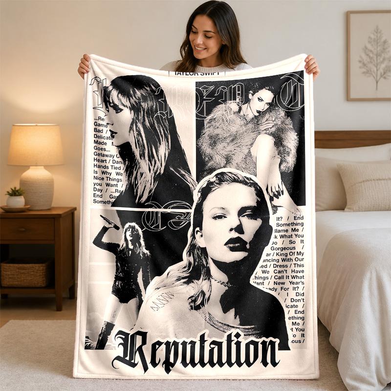 Coperta in Flanella con Stampa Taylor Swift Morbida Calda Coperta Plaid in Peluche per Letto Divano Divano Uso Domestico Interno
