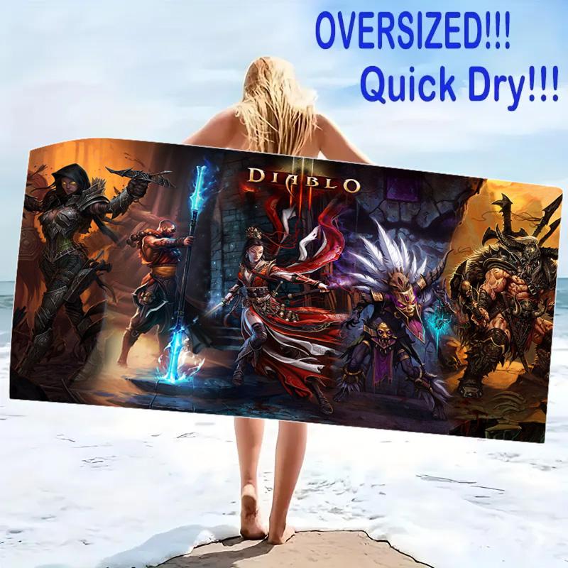 Diablo Print Beach Towel, Large Soft Quick Dry Towel for Beach Camping Swimming