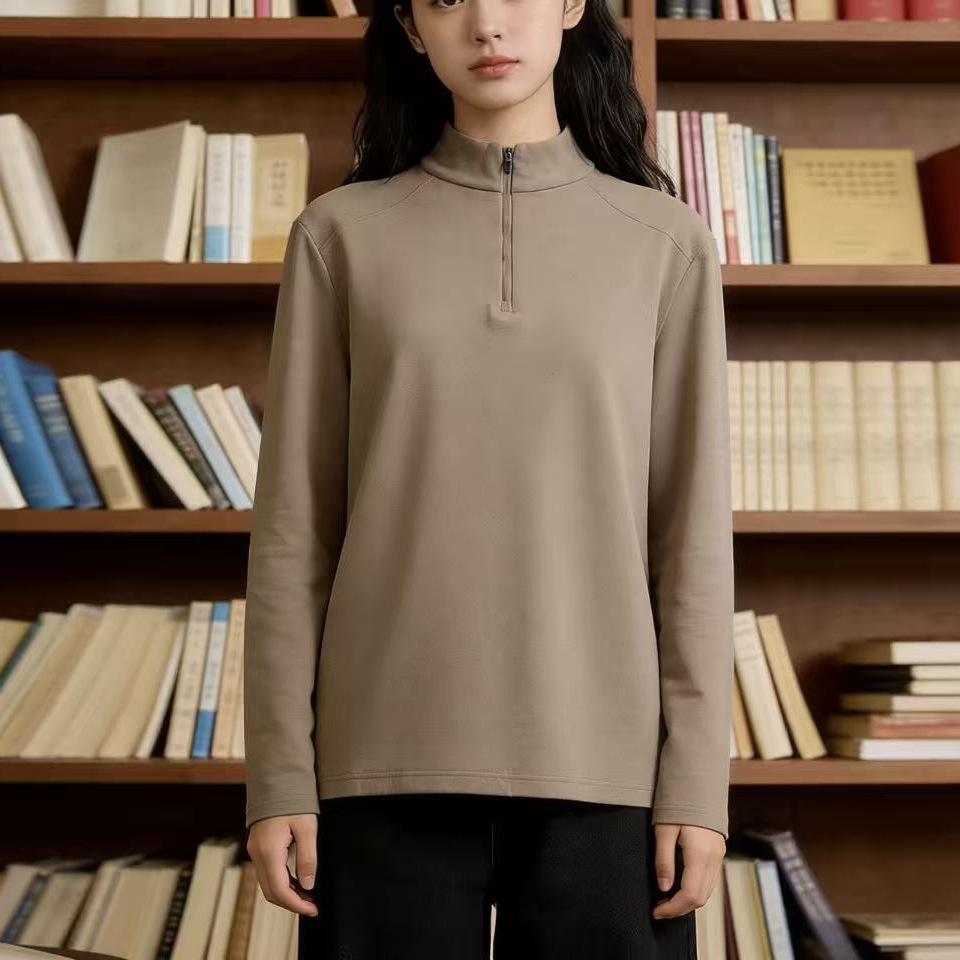 Women's Half-Zip Fleece Pullover - Warm, Long-Sleeved Sports Sweatshirt with Stand-Up Collar