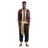 Set Costume Principe Arabo da Uomo Gilet Metallico Lucido con Bordo Aperto sul Davanti Pantaloni Lunghi Completo da Festa Due Pezzi