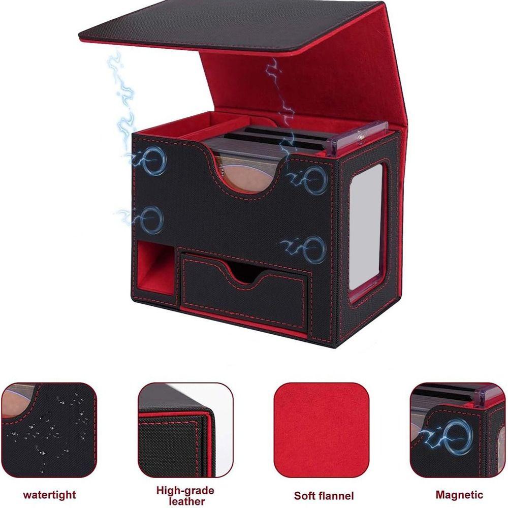 New PU Leather Trading Card Deck Box Holds 120+ Sleeved Cards Durable Cards Case Collectible Game Storage Holder Gift