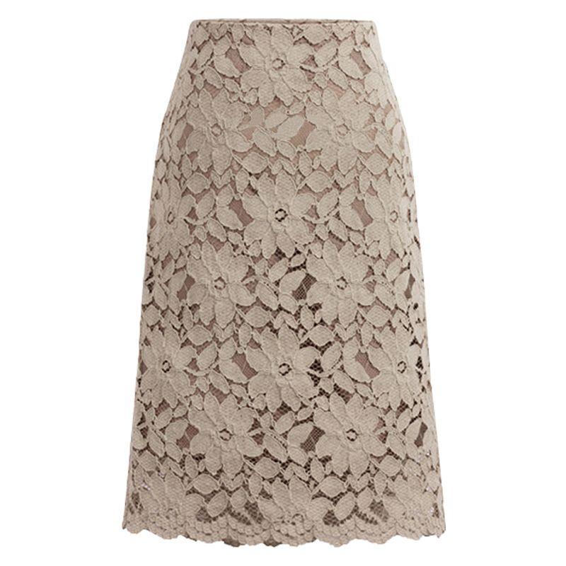 

Fashion Stretch High Waist Hollow Lace Wrap Hip Skirt Lace Skirt Khaki XL