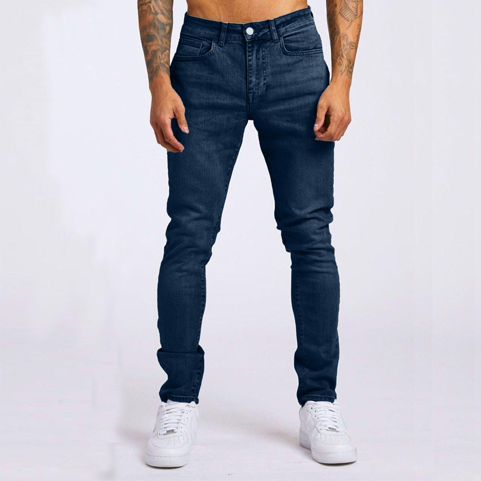 

Men s Jeans Casual Trend Slim Fit With Pocket Pants 36 синій