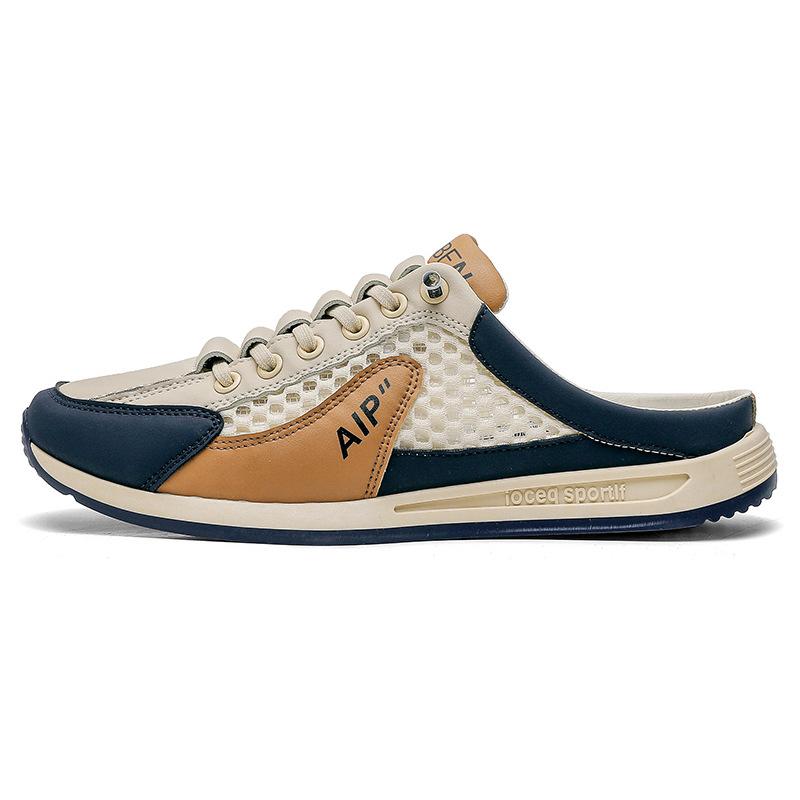 2025 Spring and Summer Bag Head Slippers Men's Lazy Style One Pedal Casual Half Tray Trend Heel-less Sleeve Board Shoes