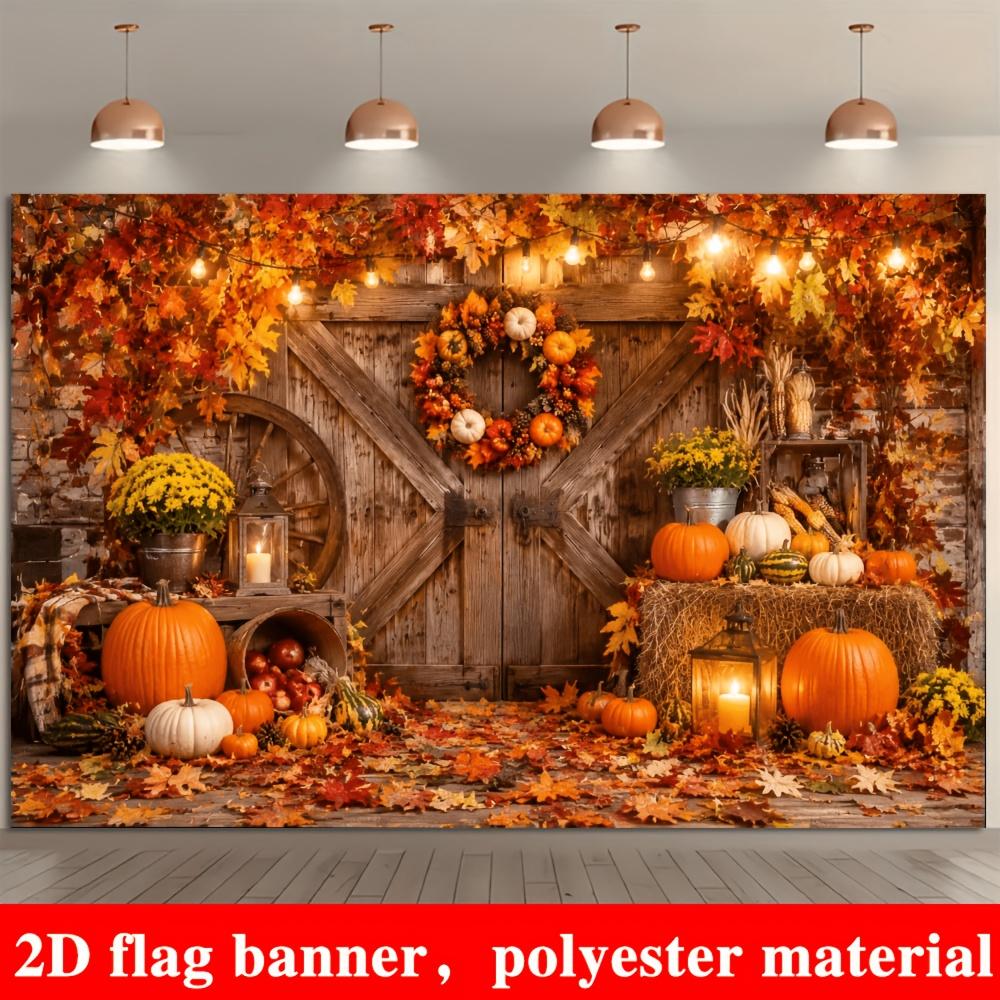 1 piece of 2D flag autumn harvest thanksgiving theme background including pumpkinszyc