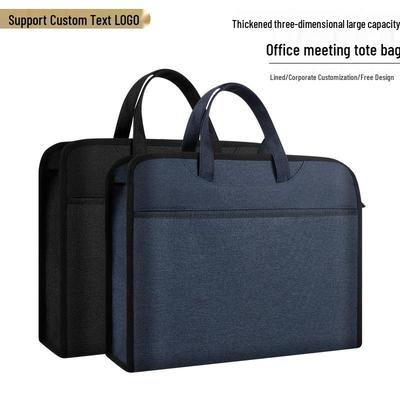 Unisex Canvas Laptop Briefcase: Large Capacity, Thickened, Simple Design with Zipper for Meetings and Document Storage