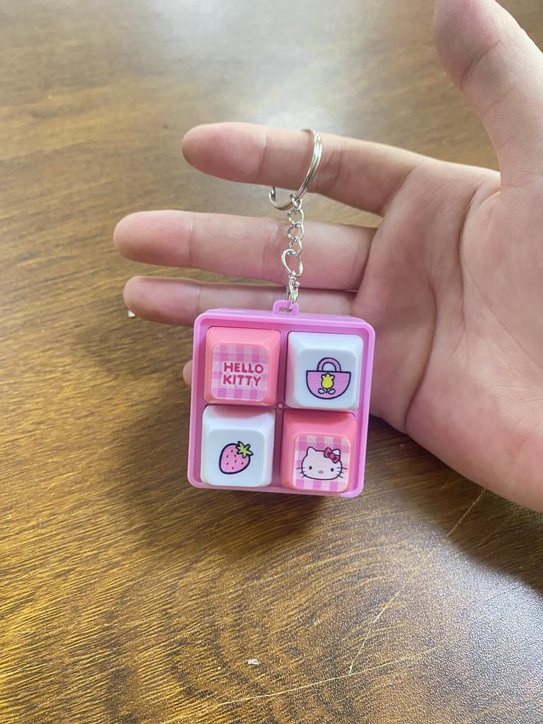 New Creative Four-Grid Electronic Button Sound Keychain Pendant Decor Cartoon Anime Figure Minecraft