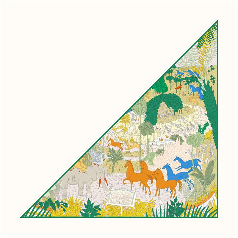POBING Silk Scarf Women Horse Head Triangle Scarves Head Echarpes Silk Foulards Femme Wraps Beach Shawls Bandana Lady Hijab