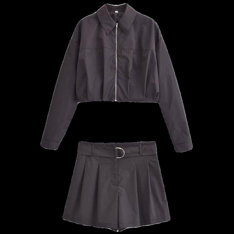 Fashion Style 2024 Spring and Summer New Women's Pleated Hem Technology Fabric Jacket Short Coat High Waist Shorts 2753034