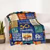Happy 50th Birthday Quotes Blanket Comfortable Perfect for Livingroom Office Chair Bed All-Season Use Modern Style Best Holiday Gift for Friends Famil