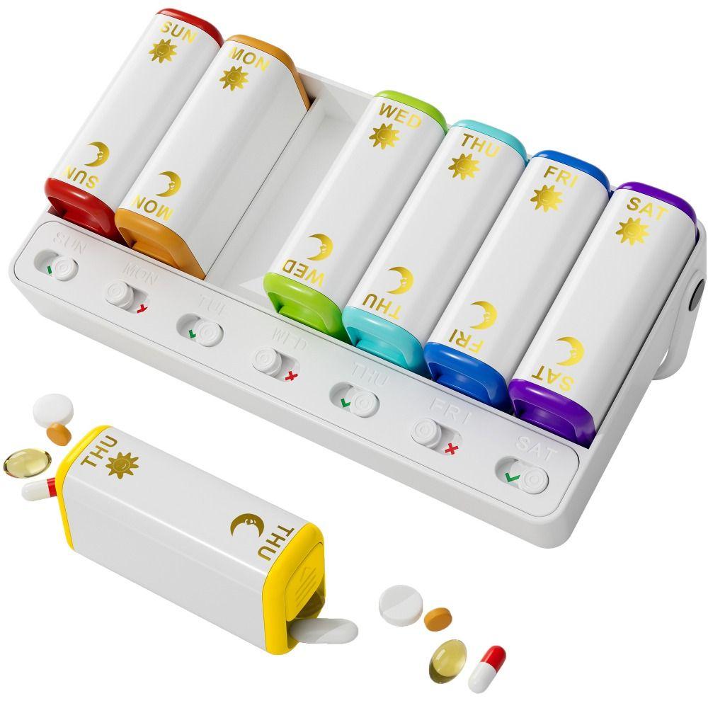 Two Time a Day Pill Organizer AM PM Travel Medicine Box Weekly Pill Box  Medication Reminder