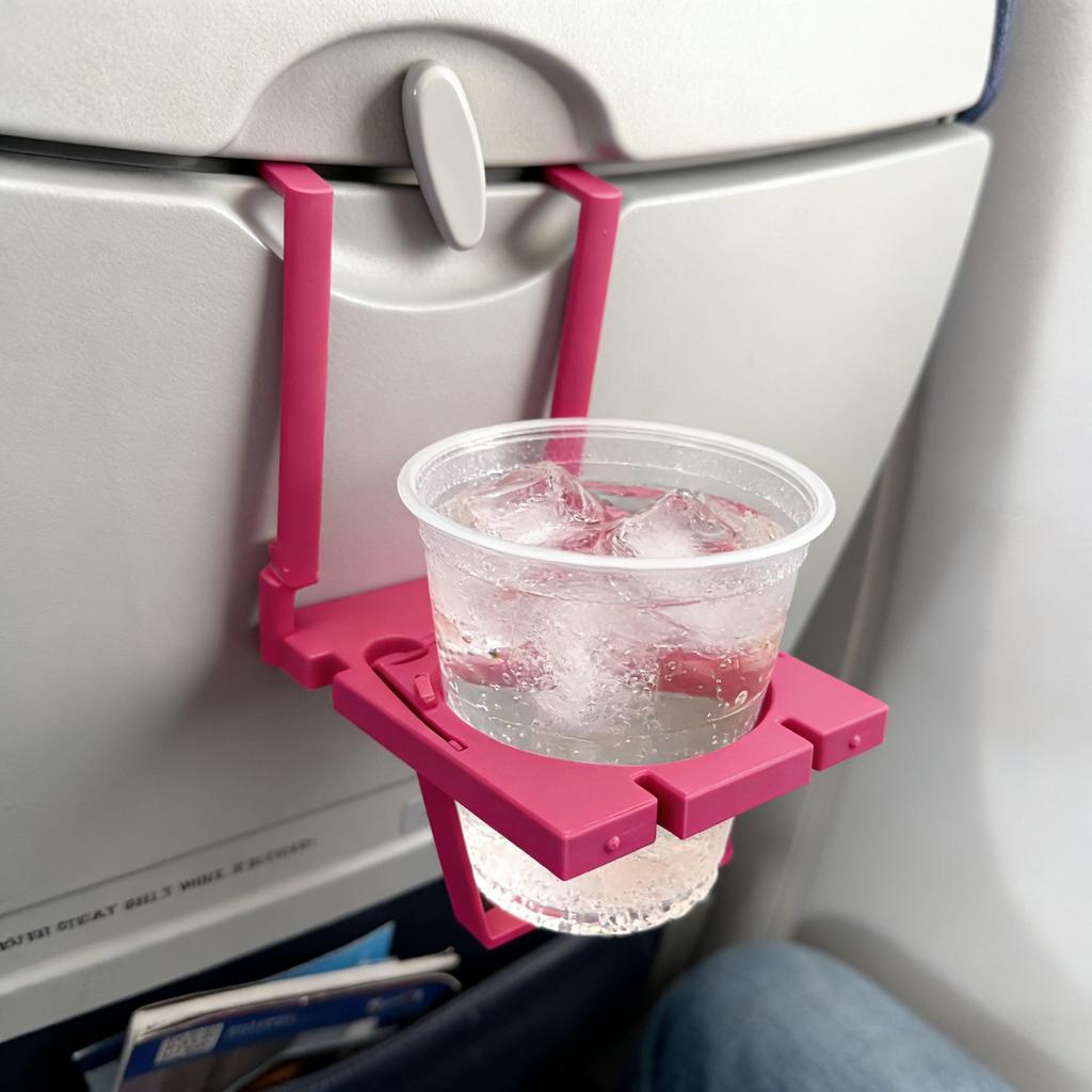 1pc Airplane Multifunctional Cup Holder And Phone Stand, Foldable Aviation Small Tabletop Drink Rack, 2-In-1 Travel Accessory