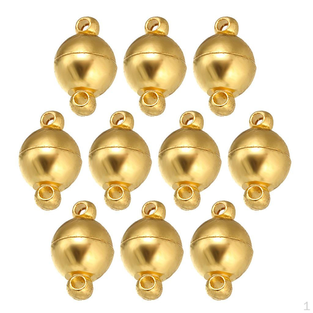 

10 Pieces Fashion Ball Magnetic Clasps 12x6mm Jewelry for Necklace Bracelet Making gold