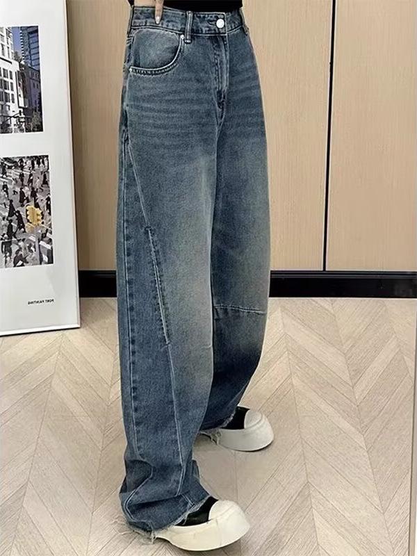 Plus Size Retro High Waist Straight Leg Jeans for Women - Spring/Autumn