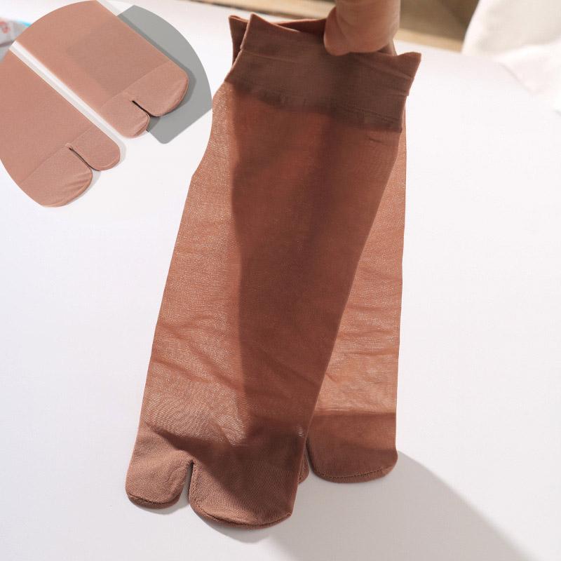 High Elastic Slim Solid Color Long Tube Two Toe Socks For Women Split Toe Calf Socks Spring And Summer Pure Cotton Sports Socks