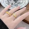Fashion Light Luxury Sugar Cube Vine Winding Square Diamond Flower Ring Women'S Niche Design Inlaid Zircon High-End Jewelry