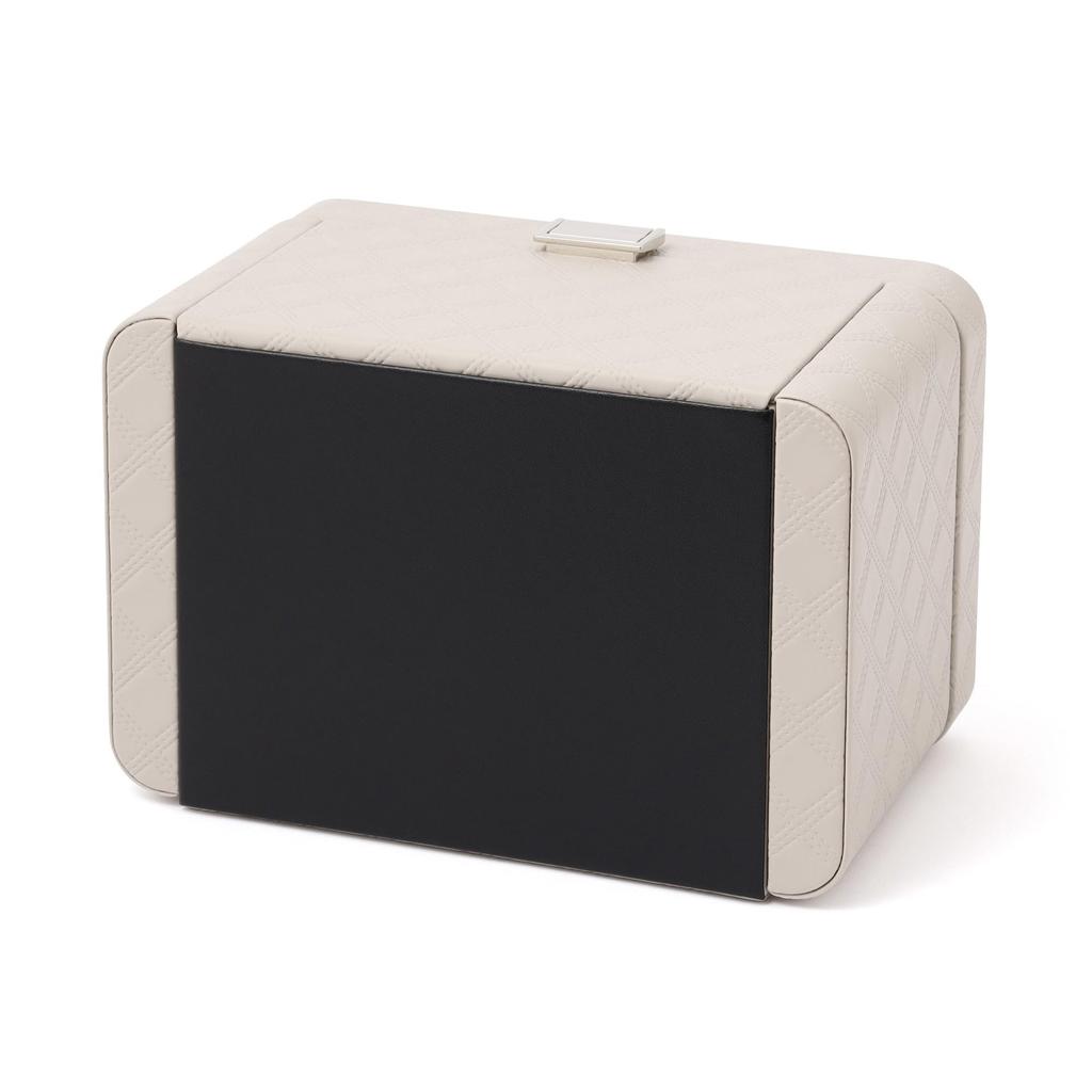 Francfranc Gesteppte Schmuckschatulle, Grau, Doppeltür-Öffnung, mit Spiegel, zur Aufbewahrung von Accessoires