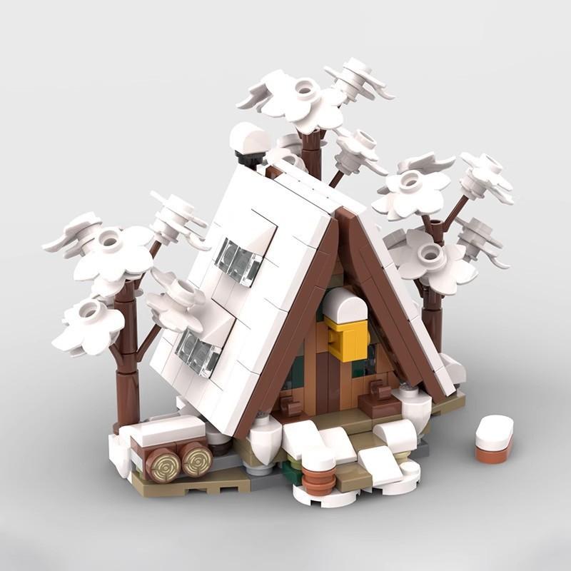 Block Mini Winter House Model Technology Bricks Street Mini Forest Hut Winter Blocks Creative DIY Toys Set Bricks Gifts