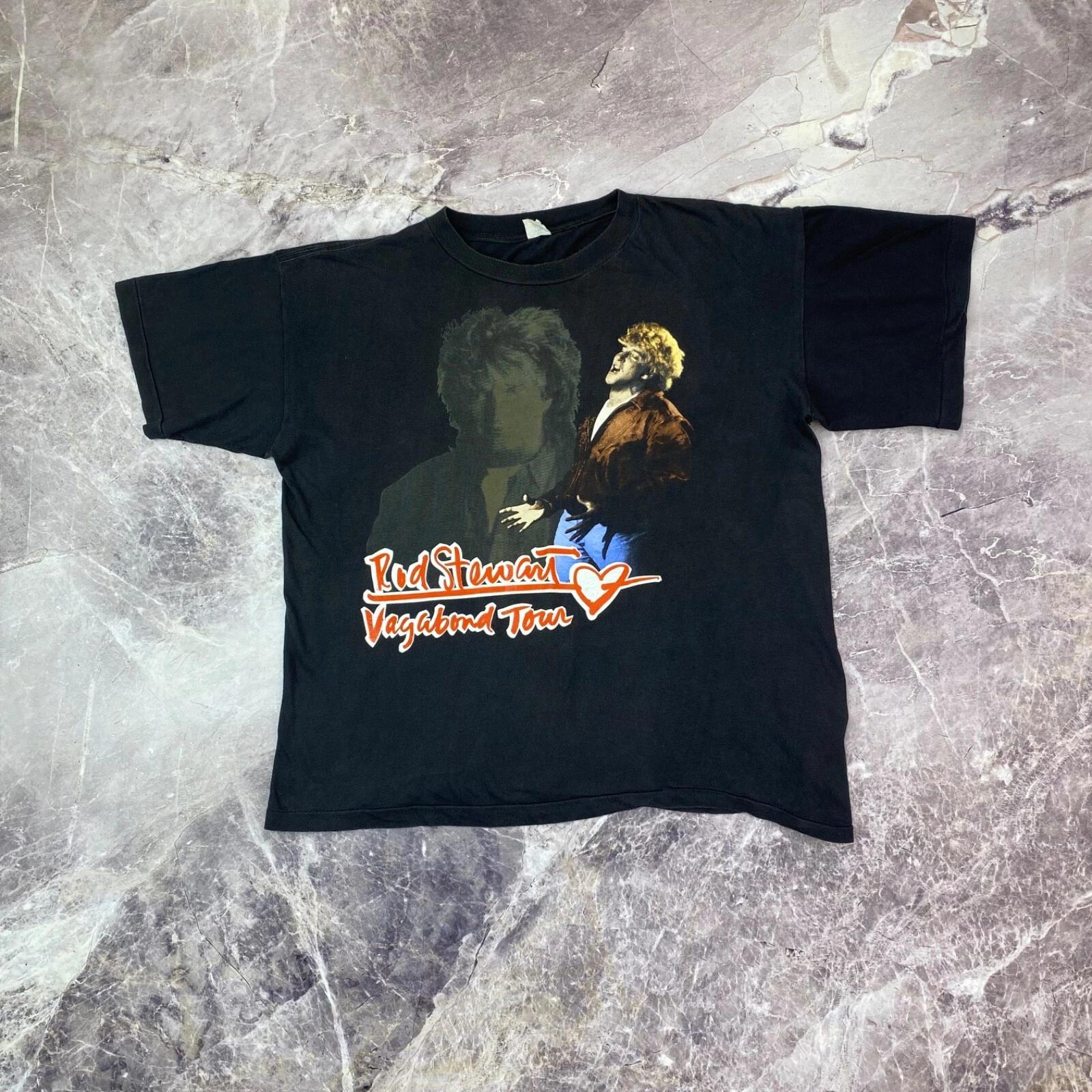 Vintage 90s Rod Stewart Vagabond Tour Black Tee 1991-92 Sz XL S