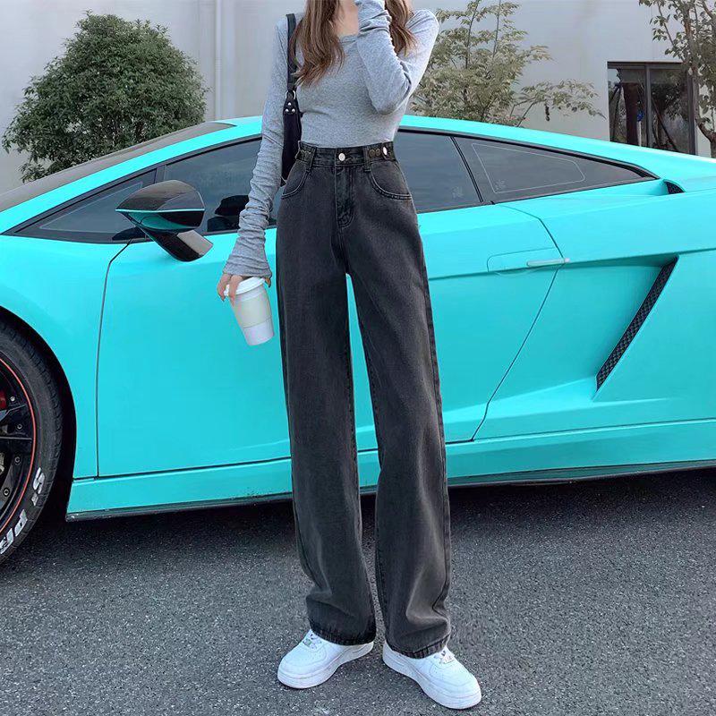 

Женские джинсы с высокой талией и широкими штанинами из бархата 2023 года — узкие прямые брюки с драпировкой для маленьких размеров S