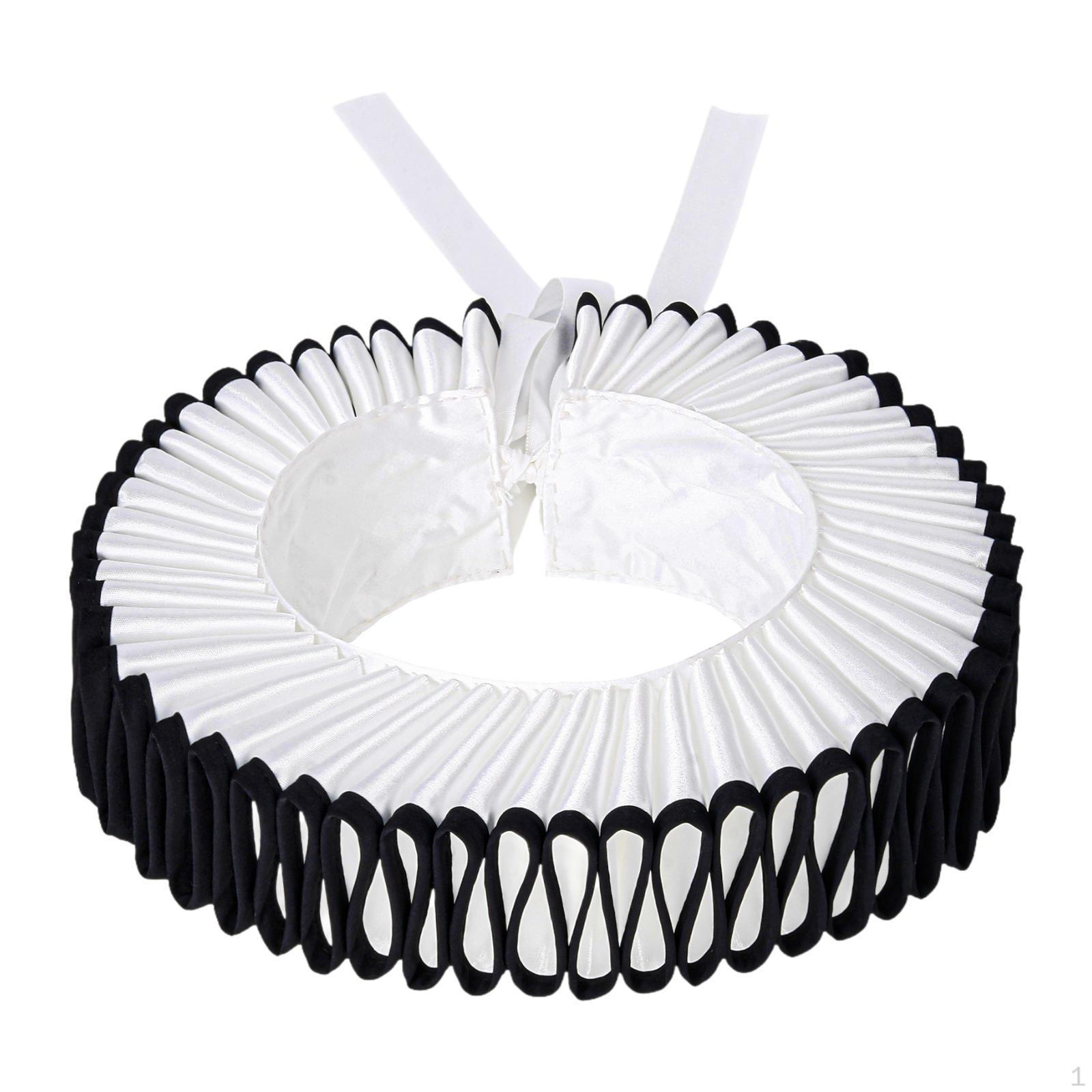 

Елизаветинский клоунский воротник-рюш, съемный, с рюшами, для праздничного реквизита White Black