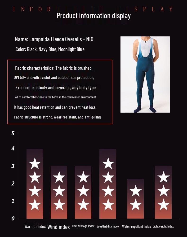 Lampada 2022 Autumn/Winter Men's Windproof Fleece Cycling Bib Pants