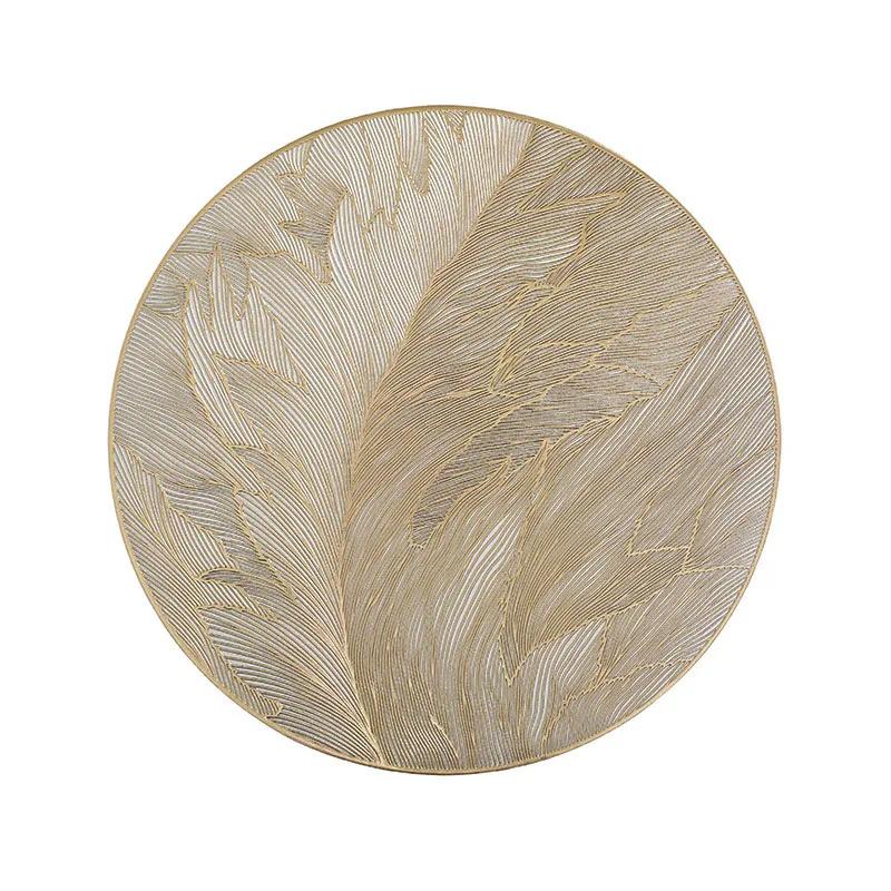 Round Vinyl Placemats Pressed Heat Resistant Non-Slip Table Mats for Dinner Wedding Party Holiday Table Decoration