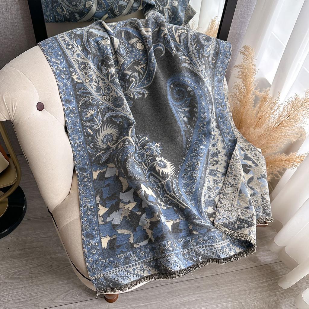 Cashew Print Autumn And Winter Double-Sided Imitation Cashmere Scarf Winter High-End Warm Shawl Women