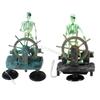 Aquarium Resin Skull Decorations with Air Hose Small Pirate Captain Skeleton for Fish Tanks Aquatic Pet Supplies 6XDE