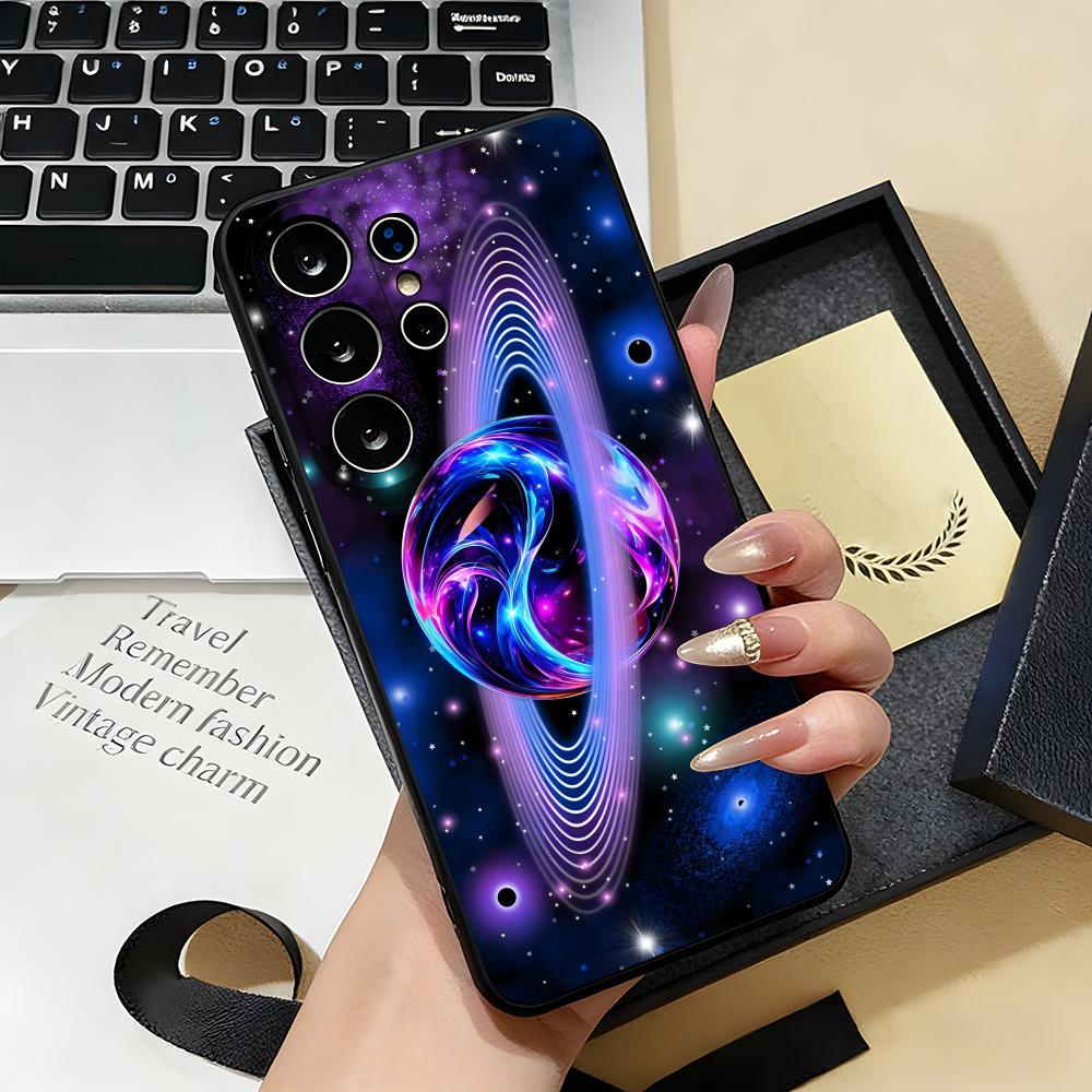 Space Planet Phone Case For Samsung S26 S25 S24 FE S23 S22 S21 Plus S20 Ultra Note20Ultra Black Soft Shell