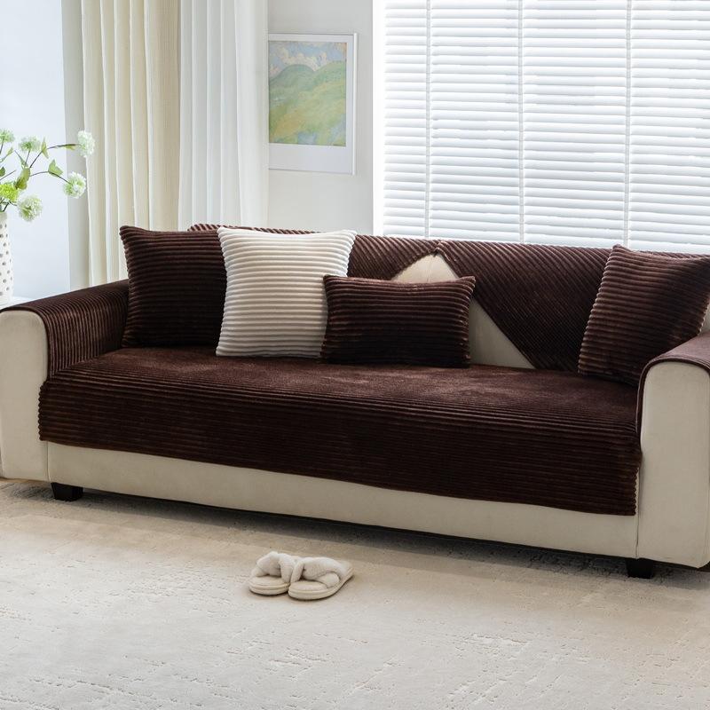 Simple Nordic Plush Sofa Cushion Winter Solid Color Versatile Gray Thickened Non-slip Cushion Modern Sofa Cover Cover