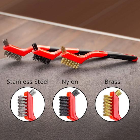 6ks/sada Sada drátěných kartáčů do úzkých prostorů Ergonomická dlouhá rukojeť Štětinový čisticí kartáč Kuchyň Koupelna Garáž Nástroj