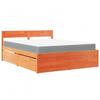 Lit - Maison Exclusive - Bois massif pin cire marron - Matelas 140x200 ressorts ensachés 20cm - 4 tiroirs