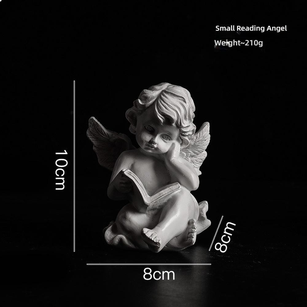 Hand-Painted Reading Angel Resin Statue - Vintage Book Decor, Home Altar Figurine, Collectible Gift, Photography Prop