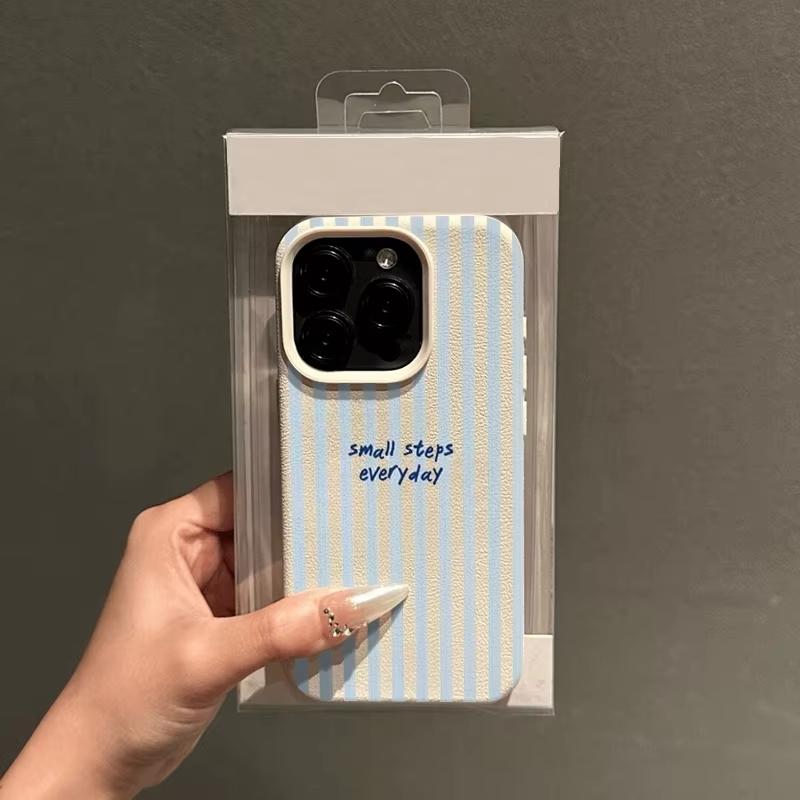 Blue Striped English Slogan Pattern Phone Case For iPhone 17 Pro Max 16 15 14 13 12 11 XS Max X XR 7 8 Plus 16E 17E 17 Air Cover